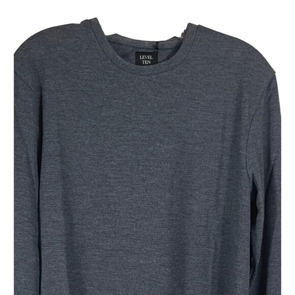 Level Ten Mens Long Sleeve Knit Shirt Navy Grayish Blue Size Small - Picture 8 of 8